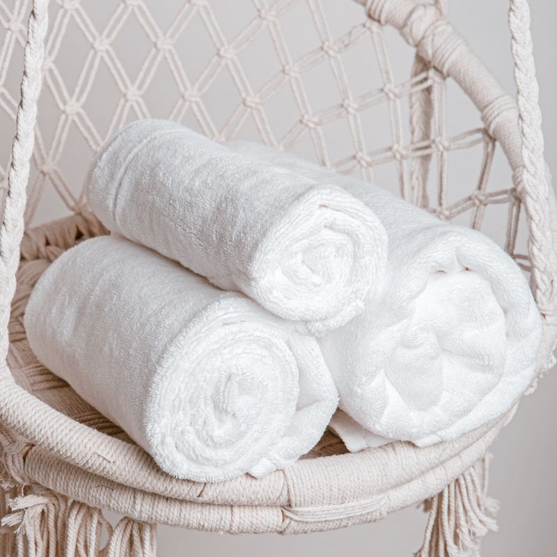 Warm rolled spa towels